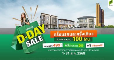 “พฤกษา” จัดใหญ่ “PRUKSA D-DAY SALE” คัดยูนิตฮอต ทำเลฮิตกว่า 100 โครงการ ลดจัดหนักกว่า 100 ล้านบาท